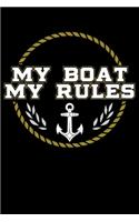 My Boat My Rules: Captain Of The Ship Sailor Boat Owners Lined Notebook Journal Diary 6x9