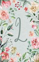 Planner Undated 6"x9" - Teal Pink Floral Design - Initial L