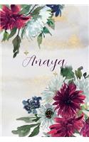 Anaya: Personalized Journal Gift Idea for Women (Burgundy and White Mums)