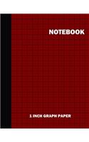 Notebook. 1 Inch Graph Paper: Grid Notebook/Grid Paper Journal 8.5x11 in. Brown Grid Notepad