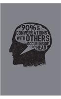90% Of My Conversations With Others Occur Inside My Head: Funny Shy Character 2020 Planner - Weekly & Monthly Pocket Calendar - 6x9 Softcover Organizer - For Introverted Girl & Boy Fans
