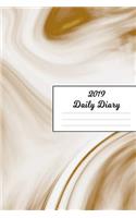 2019 Daily Diary: Brown & White Marble Design Cover January 19