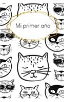 Mi primer año: Diario del bebé para rellenar - Durante 1 año - Registre el crecimiento de su bebé - Regalo para el nacimiento - A5 - Motivo: Gatos fríos