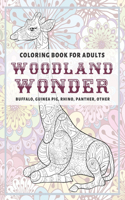 Woodland Wonder - Coloring Book for adults - Buffalo, Guinea pig, Rhino, Panther, other