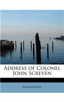 Address of Colonel John Screven