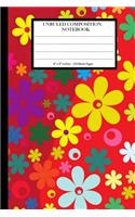 Unruled Composition Notebook 6" x 9". 120 Pages. Colorful Flowers Pattern On Red: Unruled Composition Notebook 6" x 9". 120 Pages. Blank Notebook. Colorful Flower Art. Light and Dark Red Background