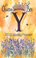 2020 Weekly Planner - Monogram Queen Bee Initial 