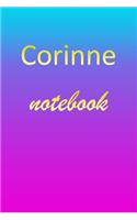 Corinne: Blank Notebook - Wide Ruled Lined Paper Notepad - Writing Pad Practice Journal - Custom Personalized First Name Initial C Blue Purple Gold - Taking 