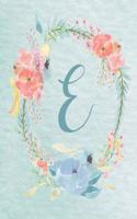 Notebook 8.5"x11" - Letter E - Light Blue and Pink Floral Design: College-ruled, lined format exercise book, Personalized with Initials.(5 Letter/Initial E - Light Blue and Pink Floral Design Notebook 8.5"x11", Alphabet)