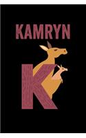 Kamryn: Journal (Diary, Notebook) Personalized Custom Name Alphabet Kangaroo Birthday Gift for Girls