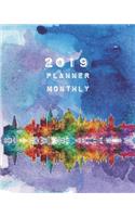 2019 Planner Monthly: 12 Month January 2019 to December 2019 for to Do List Calendar Schedule Organizer and Soclal Media Passwords and Journal Notebook with Inspirational(9 Watercolor Painting)