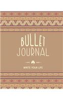 90 Days Blank Bullet Journal, Dated Notebook 8x10 150 P, Light Brown Hippie Boho Cover: Large Quarterly Bullet Journal Blank Pages with Number