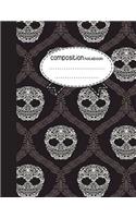 Composition Notebook, 8.5 x 11, 110 pages: White Skull Art: (School Notebooks)
