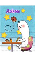 Jackson: Personalized Book with Child's Name, Primary Writing Tablet, 65 Sheets of Practice Paper, 1" Ruling, Preschool, Kindergarten, 1st Grade, 8 1/2" X 11"