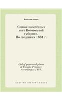 List of Populated Places of Vologda Province. According to 1881.