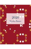 2020 Weekly Planner: Red and Gold Design, Large Combined Week per Page Diary, Month at a Glance, plus Journal or Notebook Pages. Jan 2020-Dec 2020
