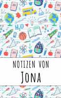 Notizen von Jona: Liniertes Notizbuch für deinen personalisierten Vornamen
