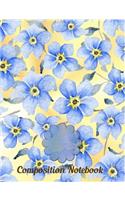 Composition Notebook: Blue forget-me-not flowers on a sunny background