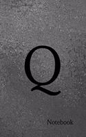 'q' Notebook: Black Metallic Initial Note Book Homework Book, Writing Pad, Notepad, Idea Notebook, Composition Jotter, Journal Diary, Planner