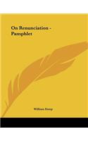 On Renunciation - Pamphlet
