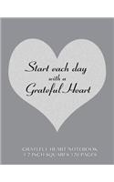 Grateful Heart Notebook 1/2 inch squares 120 pages: Notebook with gray cover, squared notebook, roman grid of half inch squares, perfect bound, ideal for writing, math sums, doodling, composition note