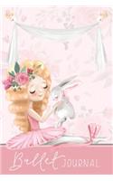 Ballet Journal: Ballerina with bunny, floral themed journal with lined and decorated pages