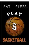 S Monogram Initial Basketball Journal Eat Sleep Play Basketball