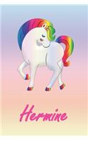 Hermine: Personalisiertes - individualisiertes Einhorn Notizbuch / persönliches Tagebuch / Schreibheft / Logbuch / Planer / Vokabelheft / Notizen - 6 x 9 Zol