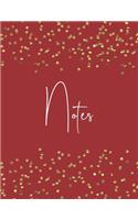 Notes: Red & Gold Glitter College Ruled Notebook Journal - 120 Pages - Large (8.5 x 11 inches)