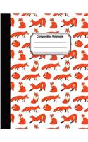 Composition Notebook: Orange cute fox pattern cover: College Ruled School Notebooks, Composition Notebook, Subject Daily Journal Notebook: 120 Lined Pages (Large, 8.5 x 1