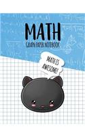 Math Graph Paper Notebook: Blank Graph Note Book Pages - Black Cat Blue Algebra