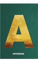 A Notebook: Letter 'a' Notebook, Composition, Exercise or Log or Study Book - Green Cover
