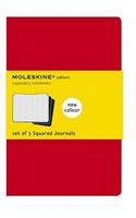 Moleskine Cahier Journal (Set of 3), Large, Squared, Cranberry Red, Soft Cover (5 X 8.25)