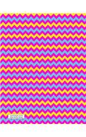 Lined Notebook Journal Yellow Pink Blue ZigZags