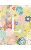 L: Monogram Initial L Notebook for Women and Girls-Pastel Floral-120 Pages 8.5 x 11