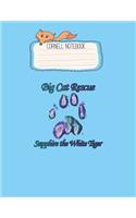 Cornell Notebook: Bcr Sapphire White Tiger Paw Print Pretty Cornell Notes Notebook for Work Marble Size College Rule Lined for Student Journal 110 Pages of 8.5"x11" E