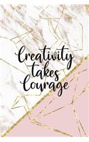 Creativity Takes Courage: Origami Notebook Journal Composition Blank Lined Diary Notepad 120 Pages Paperback Pink Marble