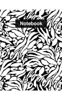 Notebook: Animal Print Pattern White On Black College Ruled Composition Notebook 8.5 x 11 Lined Journal & Diary for Writing & Note Taking for Girls, Boys, Men