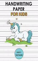 Handwriting Paper for kids: Handwriting Unicorn Notebook for kids 6x9 120 pages, Learn to write alphabets and improve writing skills with dotted journal for primary, preschool,