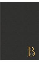 B: Professional Personalized Gold Initial B, Office or Home Journal with Dark Faux Leather-look Printed Cover