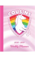 Weekly Planner: Cousin White Unicorn 1 Year Organizer (12 Months) - 2020 - 2021 - Appointment Calendar Schedule - 52 Week Pages for Planning - January 20 - December