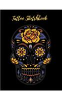 Tattoo Sketckbook: Tattoo Artist Sketchbook With Prompts For Drawing, Consultations And Creating Your Own Designs - Colorful Skull