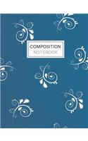 Composition Notebook: Blank Lined Notebook for School/Homework College Ruled Blue and White Swirl Pattern
