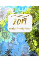 2019 Weekly and Monthly Planner: Calendar + Organizer One of a Kind Original Design Abstract Watercolor Floral Cover Planner/Organizer Spans December 31 2018 Through January 5 2020