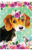 Journal Notebook For Dog Lovers Beagle Puppy In Flowers 2: 162 Lined and Numbered Pages With Index For Journaling, Writing, Planning and Doodling, For Women, Men, Kids, 160 Pages, Easy To Carry Size.