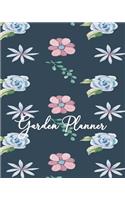 Garden Planner: WORKBOOK, LOG, NOTEBOOK, LOGBOOK JOURNAL, with COLORING PAGES, Flowers on Blue Ground