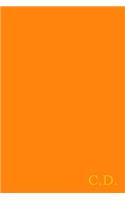 C.D.: Gold on Dark Orange Fashion Color Monogram Personalized Notebook with Two Initials. Matte Soft Cover Professional Style With120 Blank Lined Pages