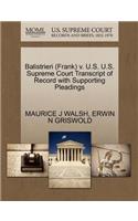 Balistrieri (Frank) V. U.S. U.S. Supreme Court Transcript of Record with Supporting Pleadings