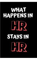 What Happens In HR Stays in HR - HR Funny Quote Notebook/Journal