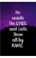 He Counts The Stars And Calls Them All By Name: Northern Lights Notebook Journal Composition Blank Lined Diary Notepad 120 Pages Paperback Purple